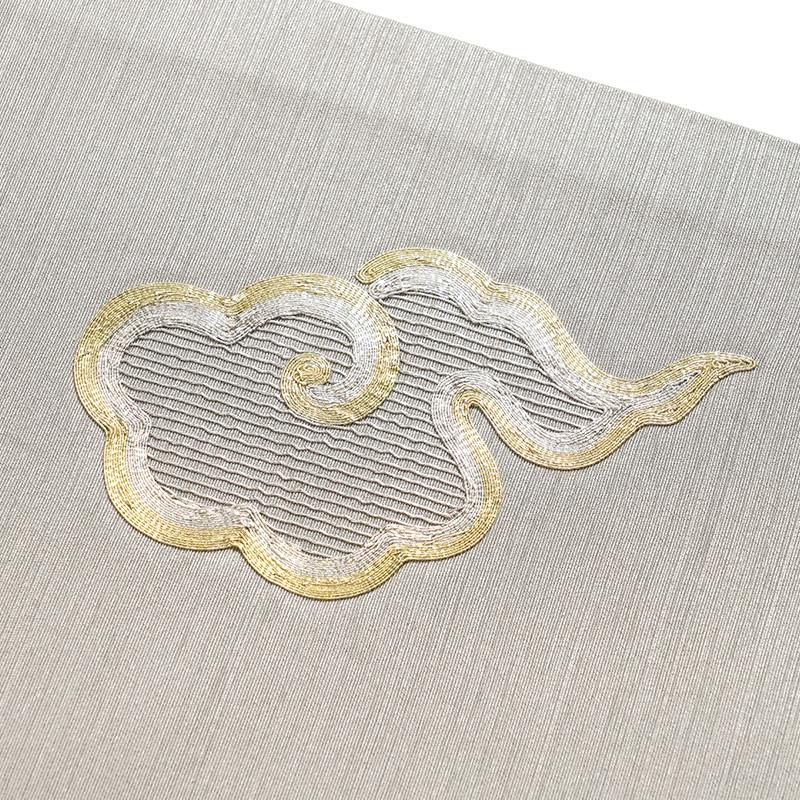 レディース A 菊花模様 銀駒刺繍 銀色 太鼓 正絹 フォーマルな袋帯