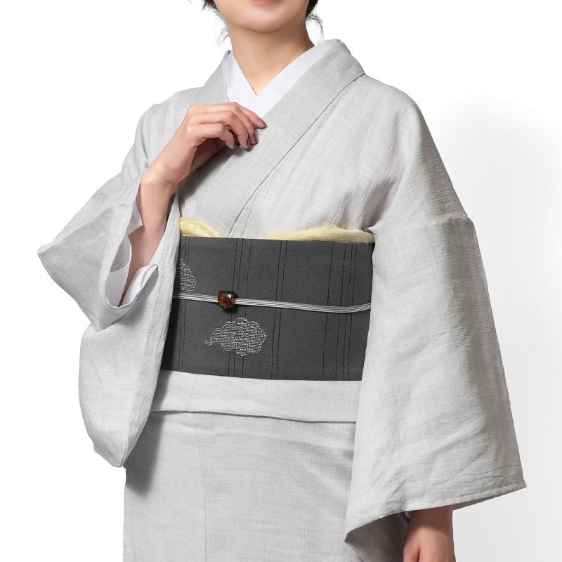 着物 麻 単衣 ライトグレー クールラミー 無地 レディース 上品 街着