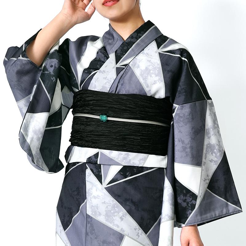 浴衣 ダイヤカットパターン グレー オフ白 ブラック 幾何学 テクスチャ