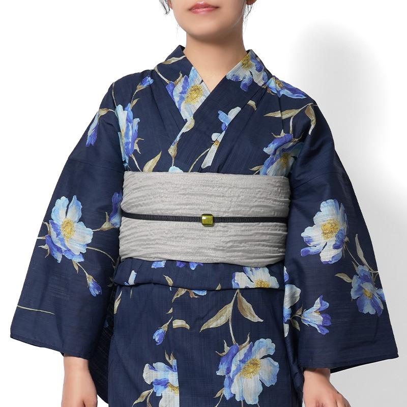 浴衣 ブルーフラワー ネイビー 青 紺 花 レディース 10代 20代 30代 40