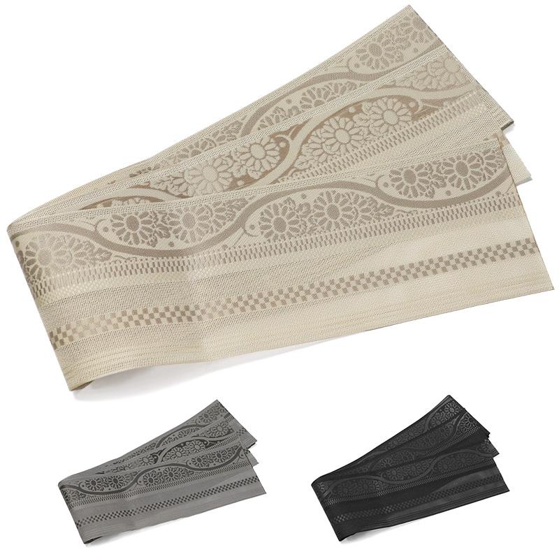 半幅帯 紗 菊 献上柄風 単帯 一重 伝統文様 ひとえ : dear-japan