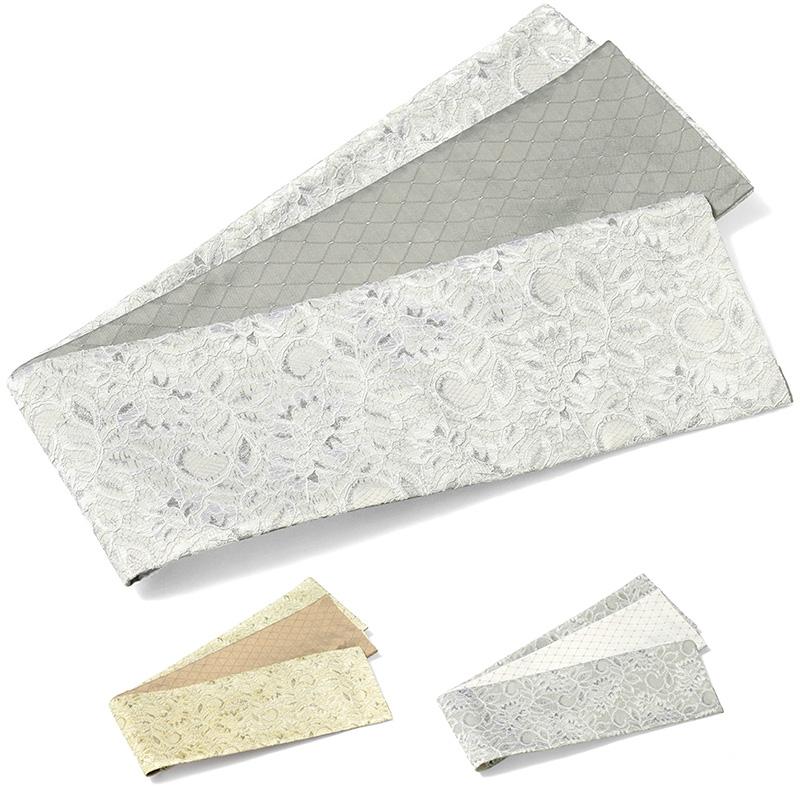 半幅帯 レース 花 ラメ ダイヤパターン フェミニン リバーシブル 変り結び の商品画像