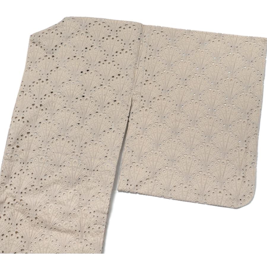 着物 刺繍 レース 扇型 ベージュ 単衣 洗える 仕立て上がり 日本製 女性用 レディース 30代 40代 50代 刺しゅう 日本製 春 秋の画像