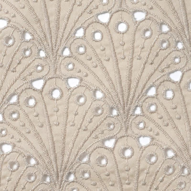 着物 刺繍 レース 扇型 ベージュ 単衣 洗える 仕立て上がり 日本製 女性用 レディース 30代 40代 50代 刺しゅう 日本製 春 秋の画像