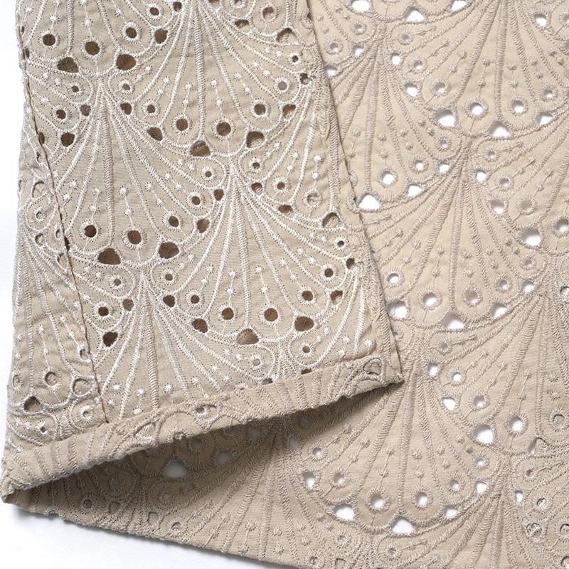 着物 刺繍 レース 扇型 ベージュ 単衣 洗える 仕立て上がり 日本製 女性用 レディース 30代 40代 50代 刺しゅう 日本製 春 秋の画像