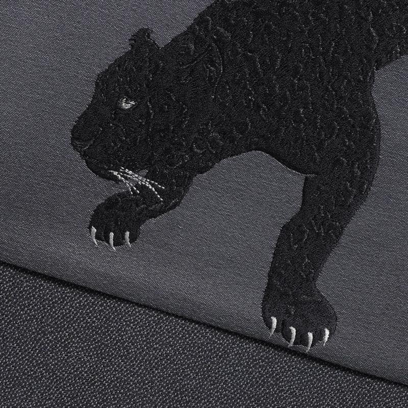 撫松庵 半幅帯 ヒョウ刺繍 豹 ブラック グレー ボルドー 刺しゅう
