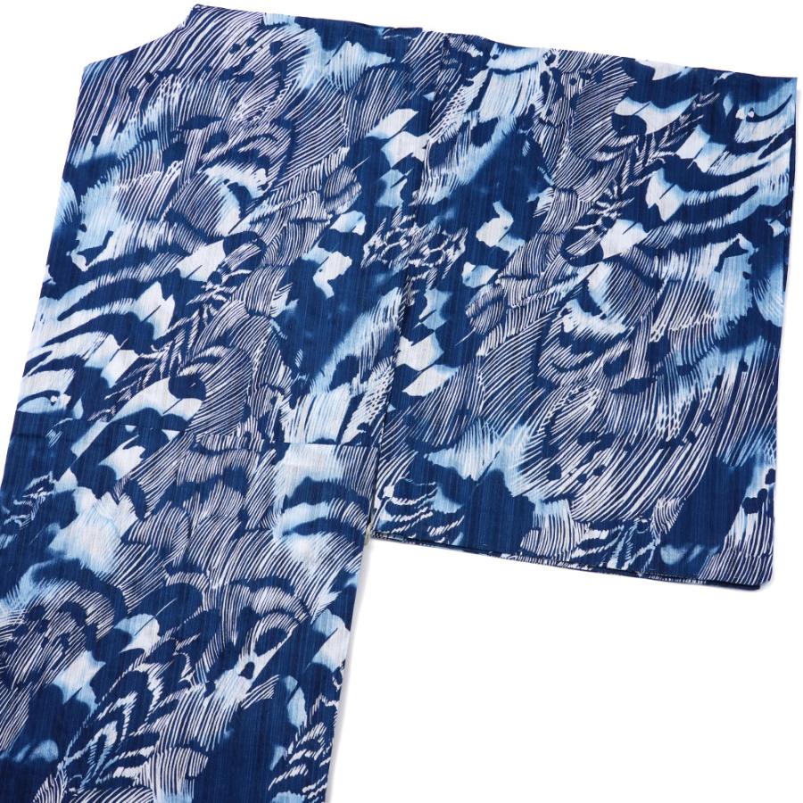浴衣 美術サロン 藍捺染  羽 鳥 藍 紺 白 知多木綿 レディース カッコイイ 上品 女性用 仕立上がり 単品 日本製 本染め 羽根の画像