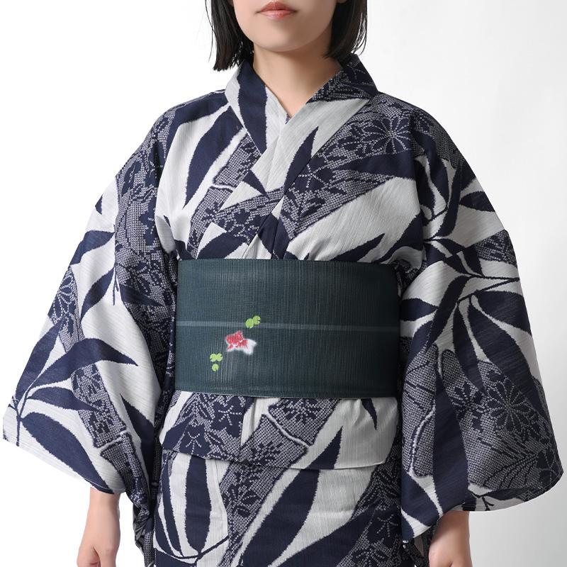 半幅帯 紗 金魚 流水 レトロ 単帯 一重 ひとえ 夏帯 : dear-japan
