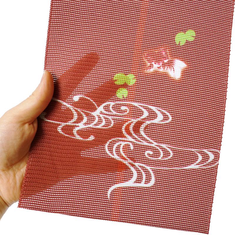 半幅帯 紗 金魚 流水 レトロ 単帯 一重 ひとえ 夏帯 : dear-japan