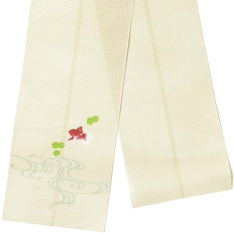 半幅帯 紗 金魚 流水 レトロ 単帯 一重 ひとえ 夏帯 : dear-japan