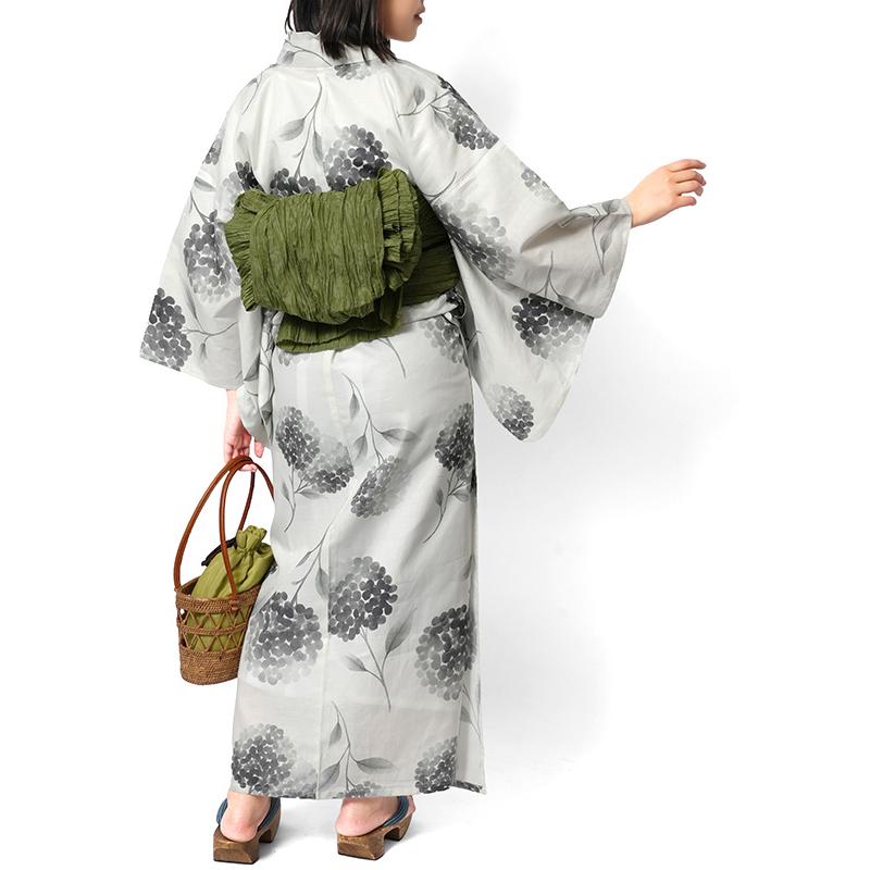 浴衣 紫陽花 オフ白 グレー セパレート 二部式 モノトーン 花