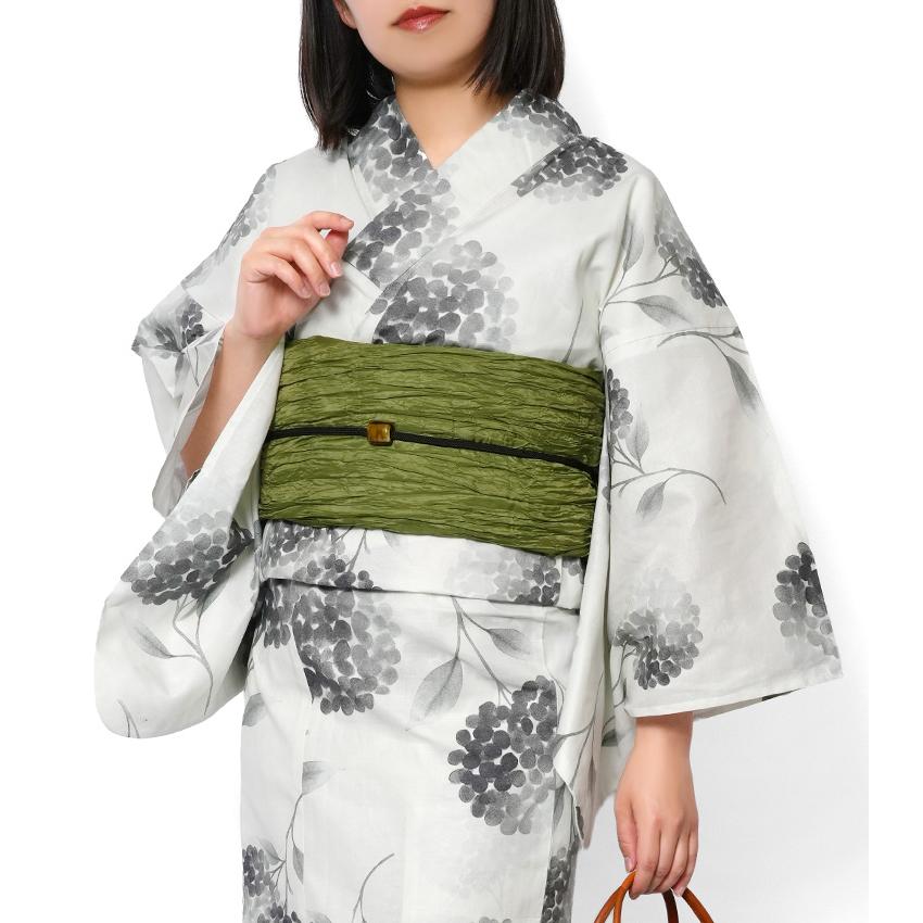 浴衣 紫陽花 オフ白 グレー セパレート 二部式 モノトーン 花
