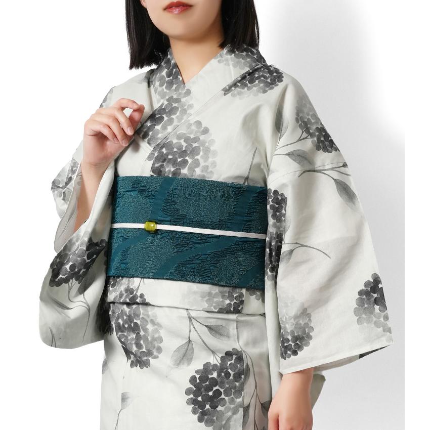 浴衣 紫陽花 オフ白 グレー セパレート 二部式 モノトーン 花