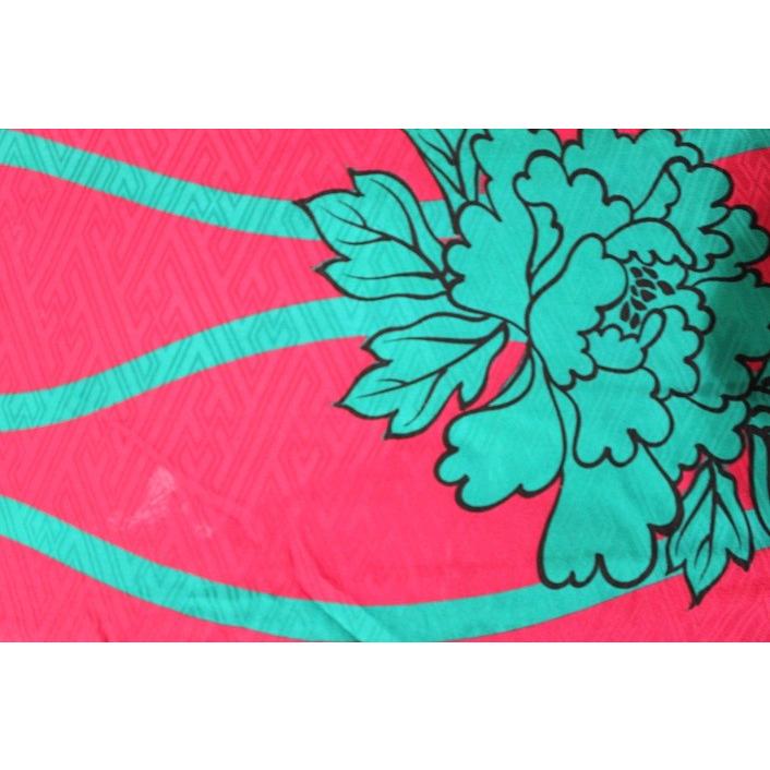 綸子、附下げ、大人ピンク叩き地に四季の花柄、共八掛 F86 綸子、附