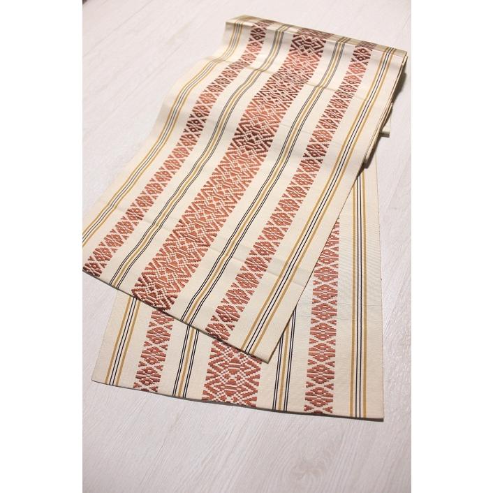 夏物 博多織 紗献上八寸名古屋帯（独鈷文）全通 化繊物 美品