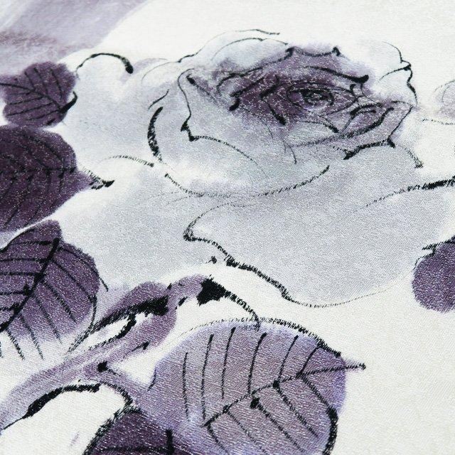 名古屋帯 なごや帯 中古 正絹 カジュアル 仕立て上がり 花の図 バラ  