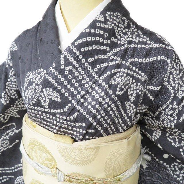 特選 訪問着 着物 未使用 正絹 袷 フォーマル 汕頭刺繍 自然文様 絞り 