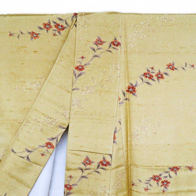 白山紬 着物 中古 正絹 袷 カジュアル 花模様 麦藁色 多色 身丈165.5cm 裄68cm L トール きもの北條 A1005-10 白山紬 着物 中古 正絹 袷 カジュアル 花模様 麦藁色 多色 身丈165.5cm