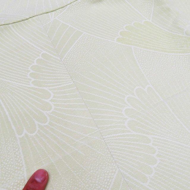 特選 コート 道中着 着物 中古 正絹 ビロード 若芽色 身丈125cm 裄67cm 