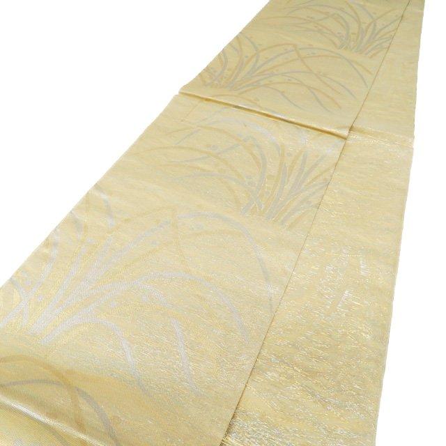 夏物 袋帯 中古 リサイクル 正絹 紗 フォーマル 仕立て上がり 全通 落款 露芝草文様 枯色 金銀 きもの北條 A1009-20 夏物 袋帯 中古 リサイクル 正絹 紗 フォーマル 仕立て上がり 全通