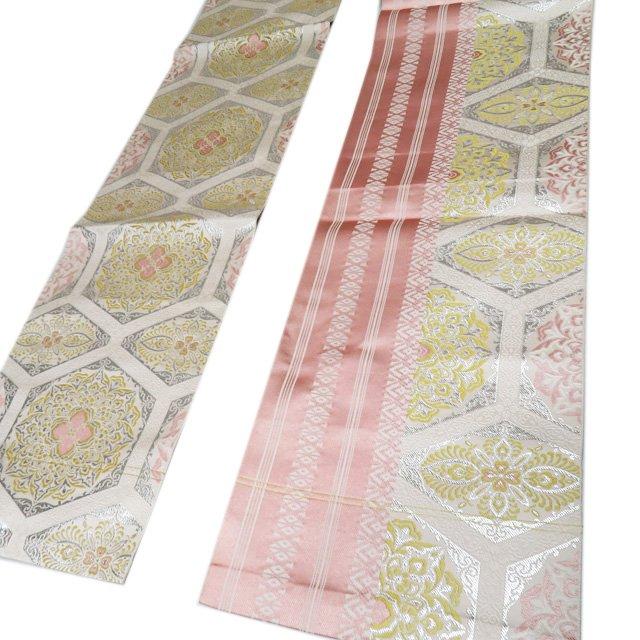 開き名古屋帯 なごや帯 中古 リサイクル 正絹 仕立て上がり 双美 本場  