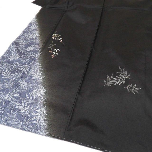 大島紬 着物 未使用 正絹 袷 セミフォーマル 葉っぱ模様 赤墨色 身丈