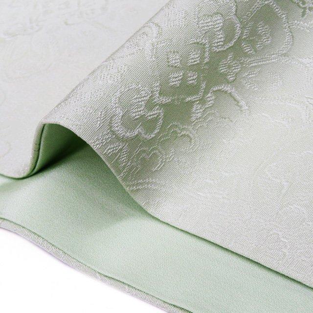 色無地 着物 中古 正絹 袷 フォーマル 紋付き 地模様 華紋 薄緑色 身丈  