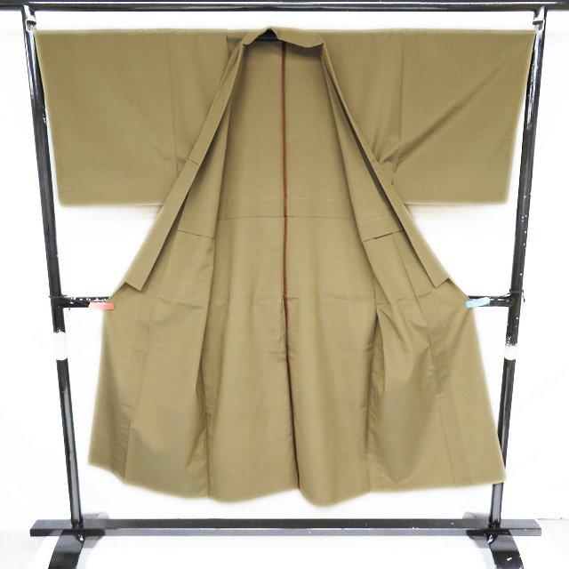 特選 男物 着物 正絹 中古 単衣 本場 塩沢 ラベル付き 朽葉色 身丈143cm 裄70.5cm きもの北條 A1017-3 特選 男物 着物 正絹 中古 単衣 本場 塩沢 ラベル付き 朽葉色 身丈