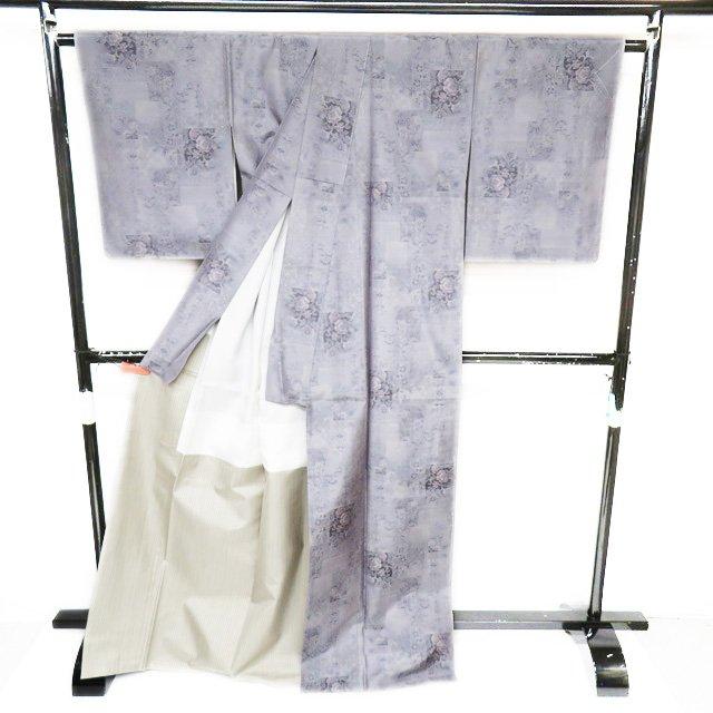 特選　大島紬 着物 未使用 正絹 袷 カジュアル 花模様 半色 多色 身丈171.5cm 裄68.5cm L トール ワイド きもの北條 A1024-3の画像