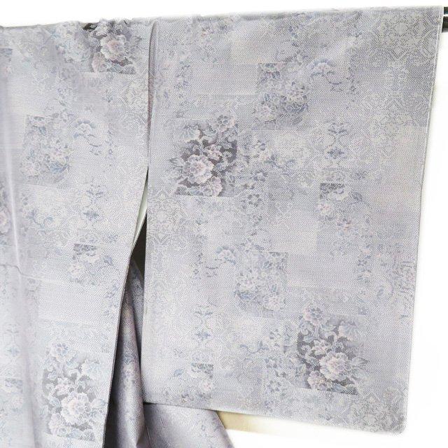 特選　大島紬 着物 未使用 正絹 袷 カジュアル 花模様 半色 多色 身丈171.5cm 裄68.5cm L トール ワイド きもの北條 A1024-3の画像