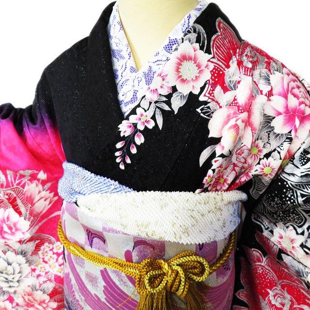 特選 振袖 襦袢 袋帯 5点 セット 着物 中古 リサイクル 正絹 花模様 薔薇 銀通し 身丈170.5cm 裄72cm L トール きもの北條 A1026-1 特選 振袖 襦袢 袋帯 5点 セット 着物 中古 リサイクル 正絹 花模様
