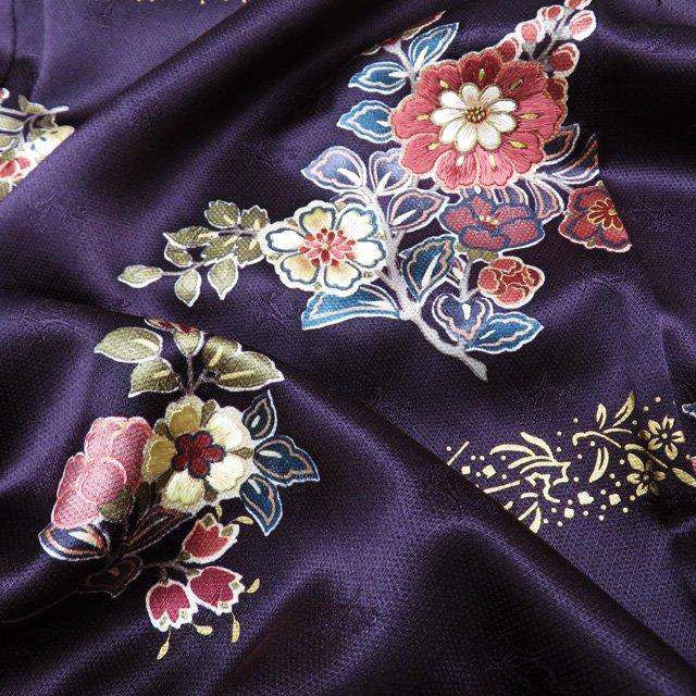 小紋 着物 中古 正絹 袷 カジュアル 刺繍 花模様 地模様 黒鳶色 多色  