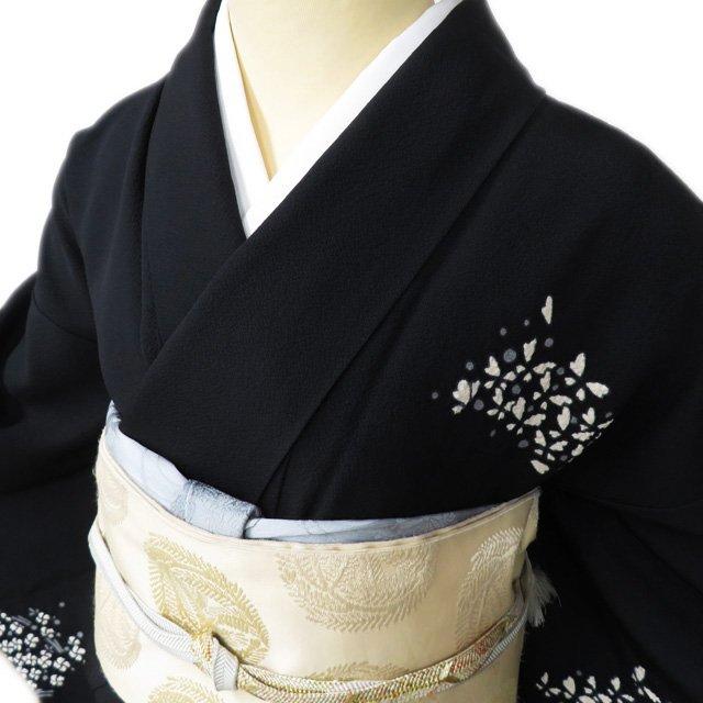 特選 訪問着 着物 中古 正絹 袷 フォーマル 滝泰 落款 絞り 刺繍 黒色 多色 身丈156.5cm 裄67cm M きもの北條 A1027-9の画像