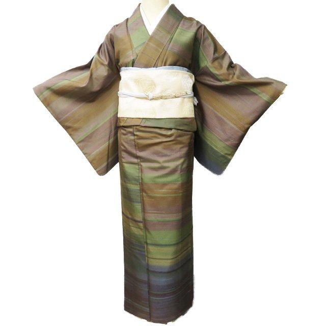 紬地 着物 中古 正絹 袷 セミフォーマル 茶系色 多色 身丈153.5cm 裄62.5cm SA きもの北條 A1028-2 紬地 着物 中古 正絹 袷 セミフォーマル 茶系色 多色 身丈153.5cm 裄