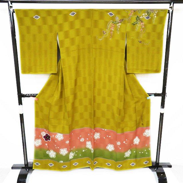 訪問着 襦袢 2点セット 着物 中古 リサイクル 正絹 作家物 金彩 桜模様 