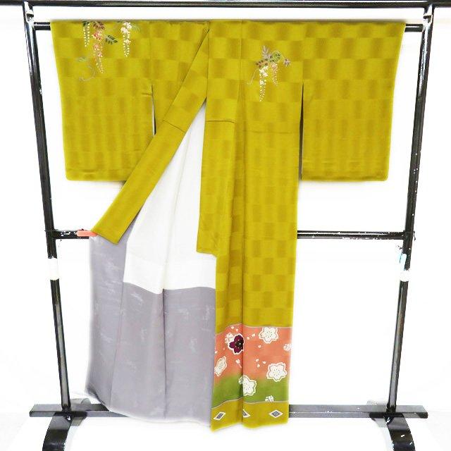 訪問着 襦袢 2点セット 着物 中古 リサイクル 正絹 作家物 金彩 桜模様 