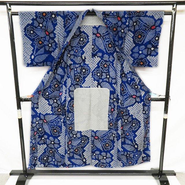 夏物 浴衣 着物 中古 木綿 絞り染め 身丈163cm L A1031-5