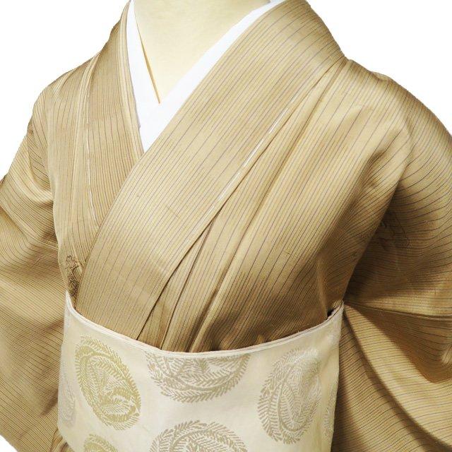 特選 紬地 着物 未使用 正絹 袷 カジュアル 菱屋六右衛門 唐獅子 やや 