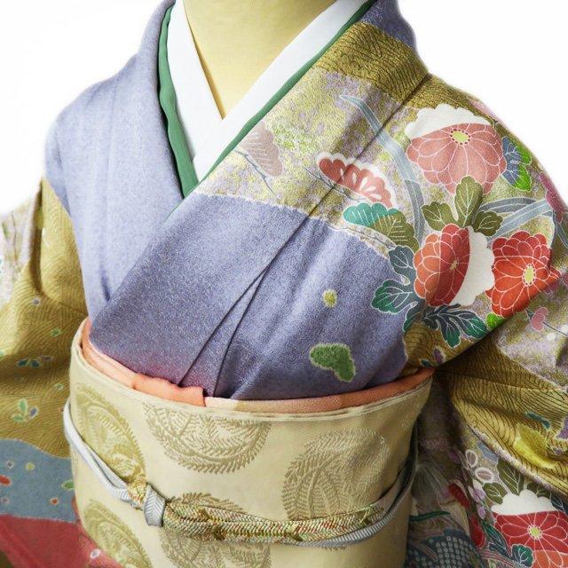 訪問着 着物 中古 正絹 袷 フォーマル 花の図 鴛鴦 流水 波 マルチカラー 多色 金 身丈160.5cm 裄67cm M きもの北條 A1034-8 訪問着 着物 中古 正絹 袷 フォーマル 花の図 鴛鴦 流水 波 マルチ