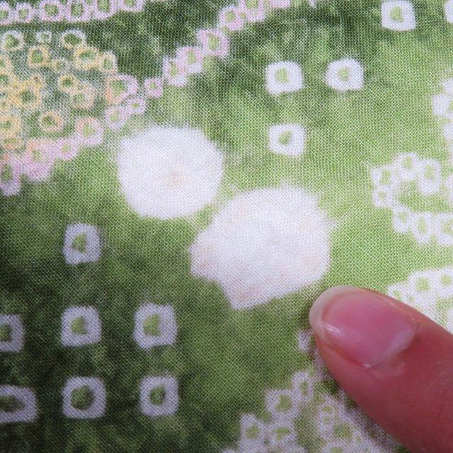 夏物 浴衣 着物 中古 木綿 カジュアル 絞り染め 花と蝶模様 風鈴 草色 多色 身丈169cm 裄71cm L トール ワイド きもの北條 A1035-10 夏物 浴衣 着物 中古 木綿 カジュアル 絞り染め 花と蝶模様 風鈴 草色