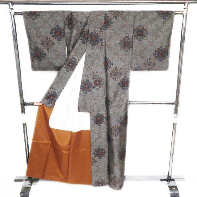 大島紬 着物 中古 正絹 袷 カジュアル 華文 花紋 焦茶色 多色 身丈160cm 裄64cm M きもの北條 A1036-8 大島紬 着物 中古 正絹 袷 カジュアル 華文 花紋 焦茶色 多色 身丈