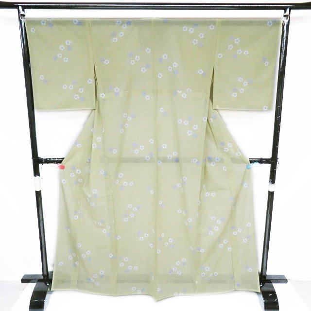 夏物 浴衣 小紋 着物 中古 ポリエステル 花模様 撫子 若菜色 多色 身丈165.5cm 裄68.5cm L トール きもの北條 A1040-9 夏物 浴衣 小紋 着物 中古 ポリエステル 花模様 撫子 若菜色 多色 身丈