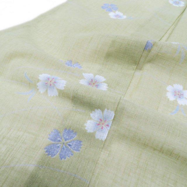 夏物 浴衣 小紋 着物 中古 ポリエステル 花模様 撫子 若菜色 多色 身丈165.5cm 裄68.5cm L トール きもの北條 A1040-9 夏物 浴衣 小紋 着物 中古 ポリエステル 花模様 撫子 若菜色 多色 身丈
