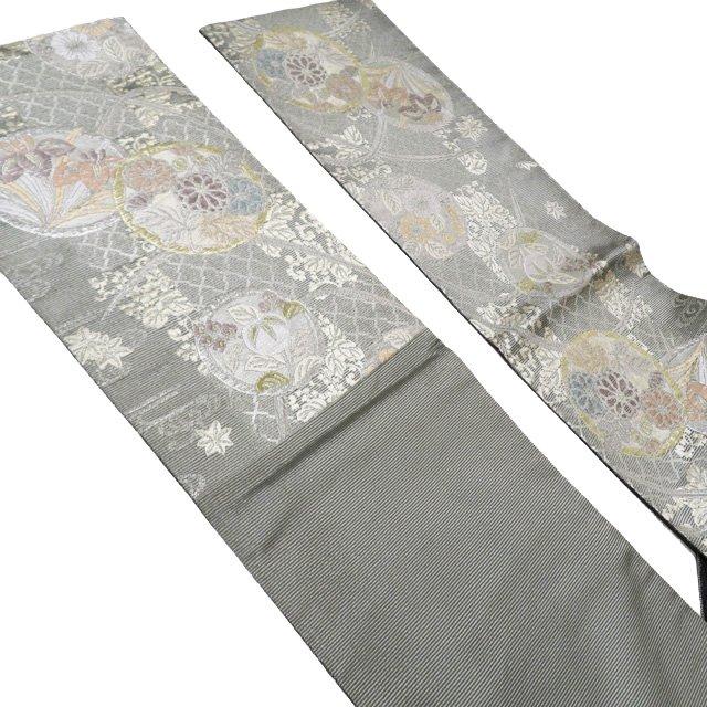 袋帯 未使用 正絹 仕立て上がり 六通 西陣織 ラベル付き 山城機業 丸花  