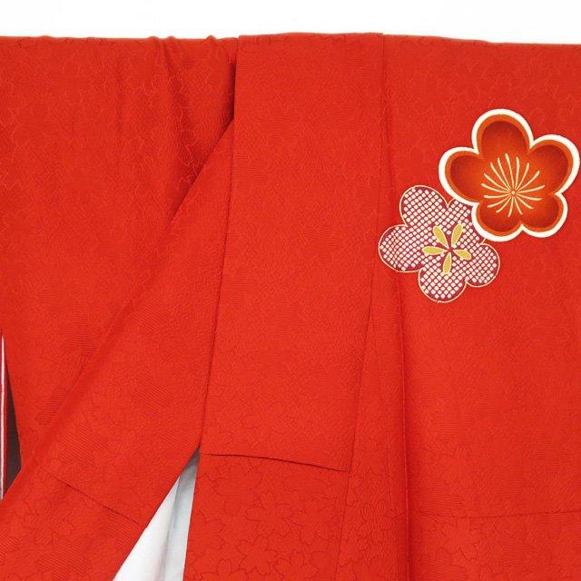 振袖 着物 中古 リサイクル 正絹 フォーマル 金駒刺繍 松竹梅模様 緋色