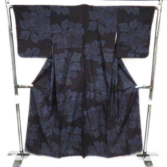 特選 重要無形文化財 本場 結城紬 着物 未使用 袷 カジュアル ラベル  