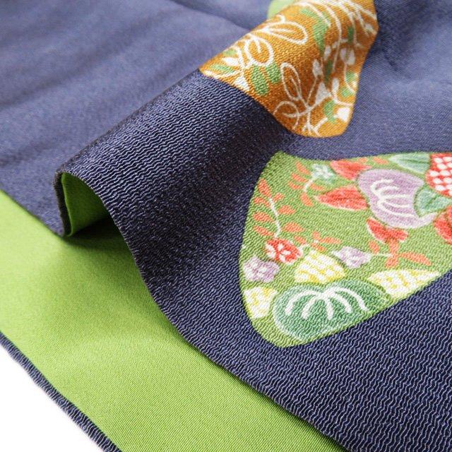 小紋 着物 中古 正絹 袷 カジュアル 縮緬地 ちりめん 貝合わせ 花模様  