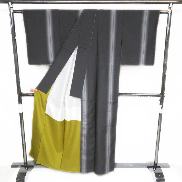 紬 着物 未使用 正絹 袷 カジュアル 墨色 多色 身丈160cm 裄63cm M きもの北條 A1047-6 紬 着物 未使用 正絹 袷 カジュアル 墨色 多色 身丈160cm 裄63cm M