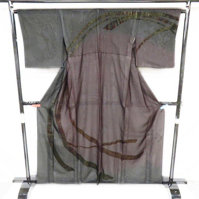 無双 訪問着 着物 中古 正絹 フォーマル 束ね熨斗 花模様 黒色 葡萄 