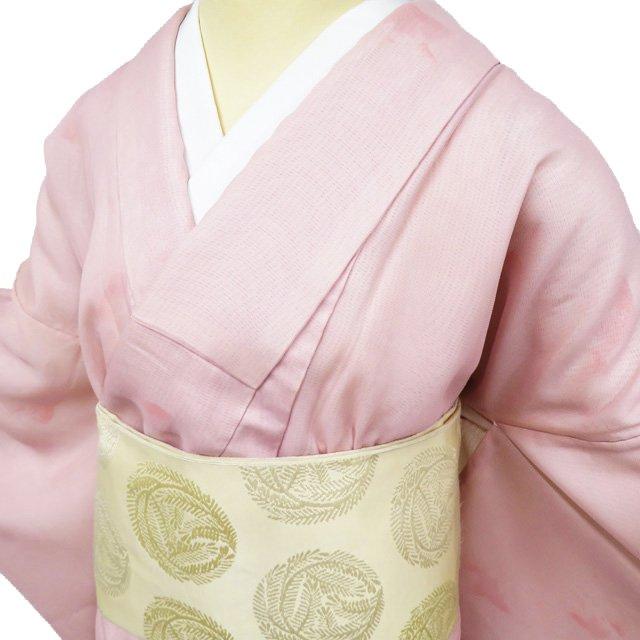 特選 無双 小紋 着物 中古 正絹 単衣 カジュアル 波紋に金魚の図 乙女色 身丈166.5cm 裄70cm L トール きもの北條 A1049-8 特選 無双 小紋 着物 中古 正絹 単衣 カジュアル 波紋に金魚の図 乙女